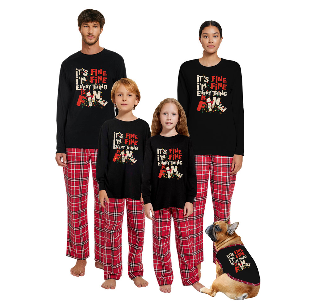 Everything Is Fine Matching Pajamas For Christmas Cotton Everything Is Fine Matching Pajamas For Christmas Cotton