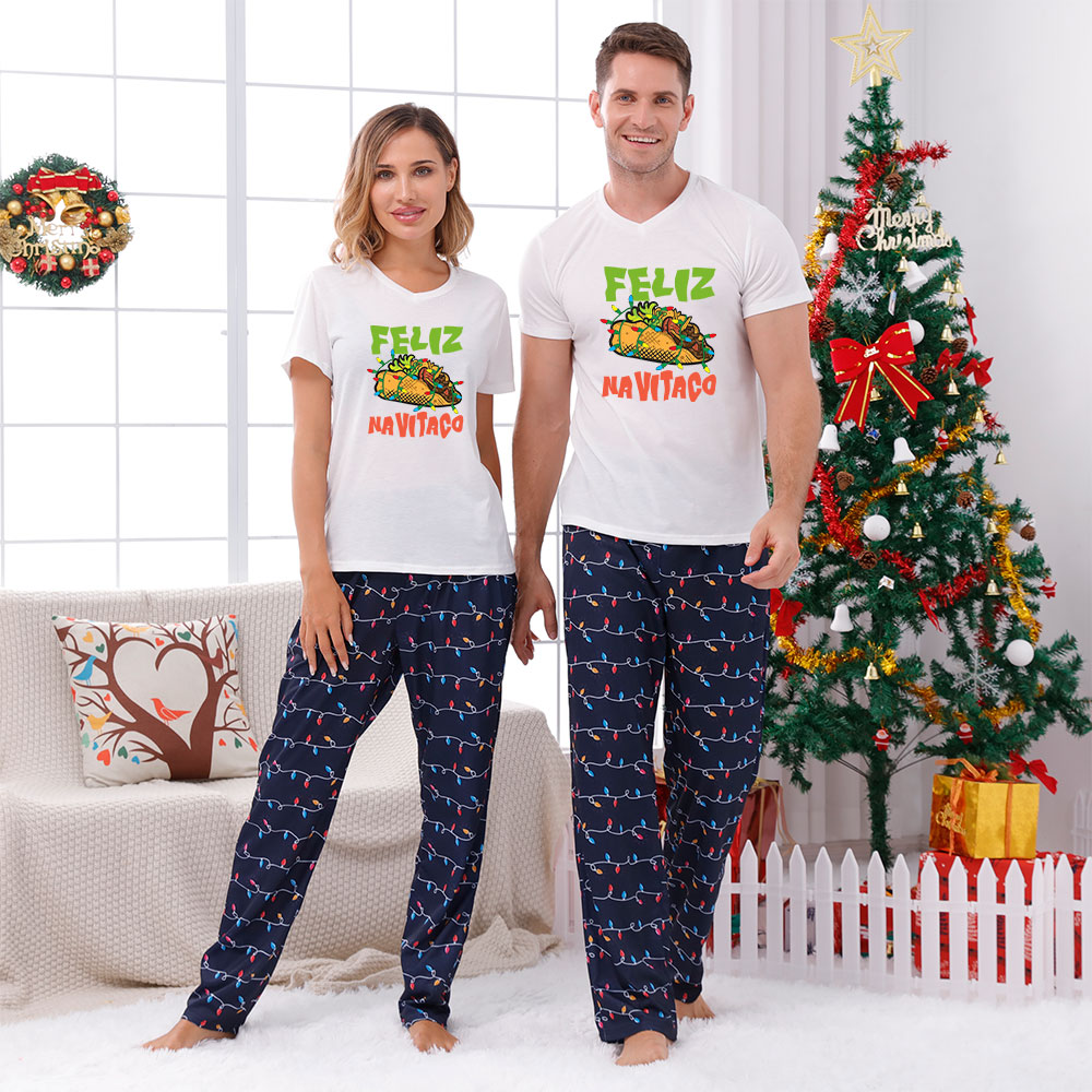 Taco Mexican Matching Christmas Pajamas Short Sleeve Taco Mexican Matching Christmas Pajamas Short Sleeve
