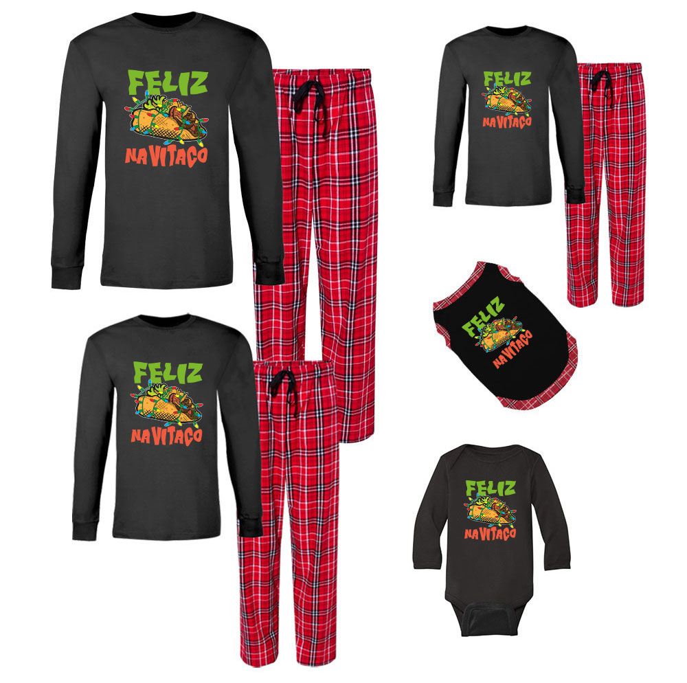 Feliz NaviTaco Mexican Cotton Christmas Pajamas Family Feliz NaviTaco Mexican Cotton Christmas Pajamas Family