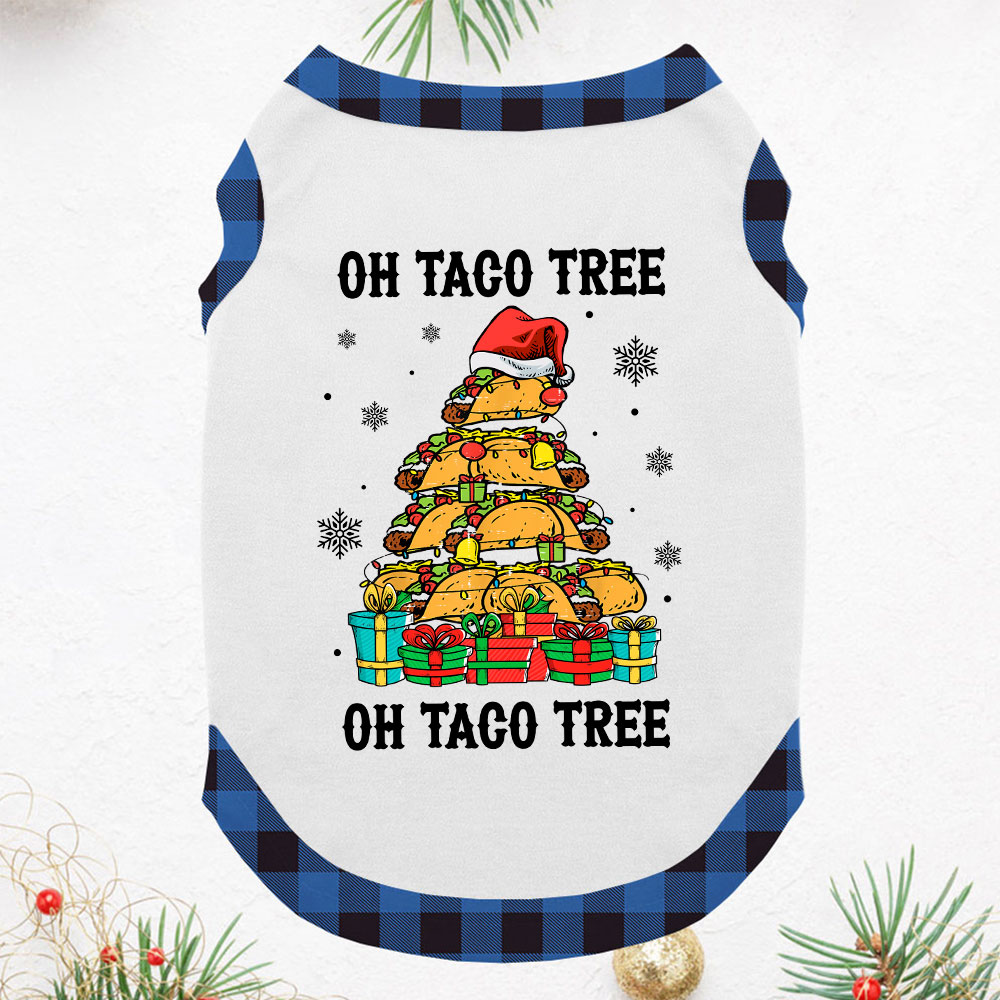 Festive Oh Taco Tree Mexican Christmas Pajamas Blue Plaid Festive Oh Taco Tree Mexican Christmas Pajamas Blue Plaid