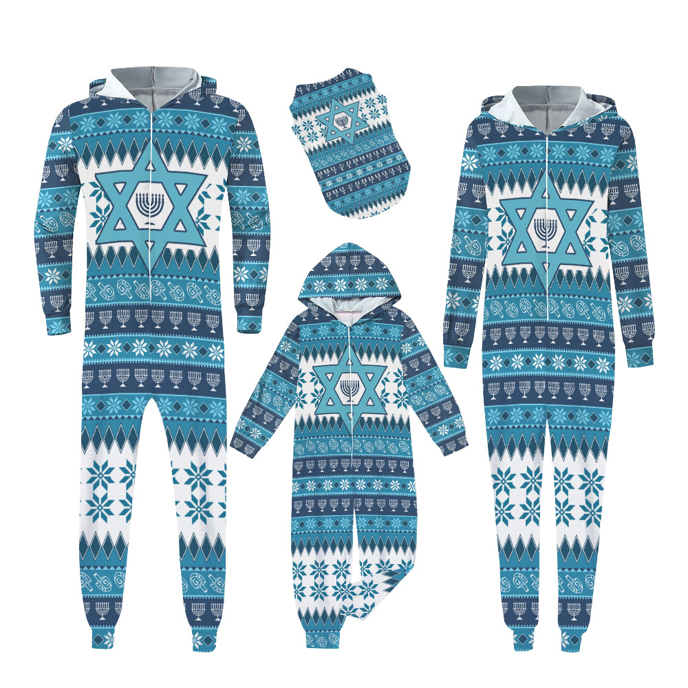 Matching Hanukkah Family Onesie Pajamas Blue