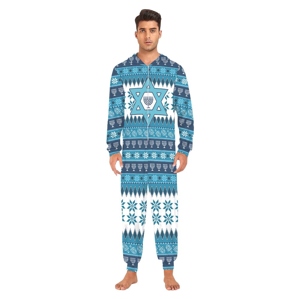 Matching Hanukkah Family Onesie Pajamas Blue