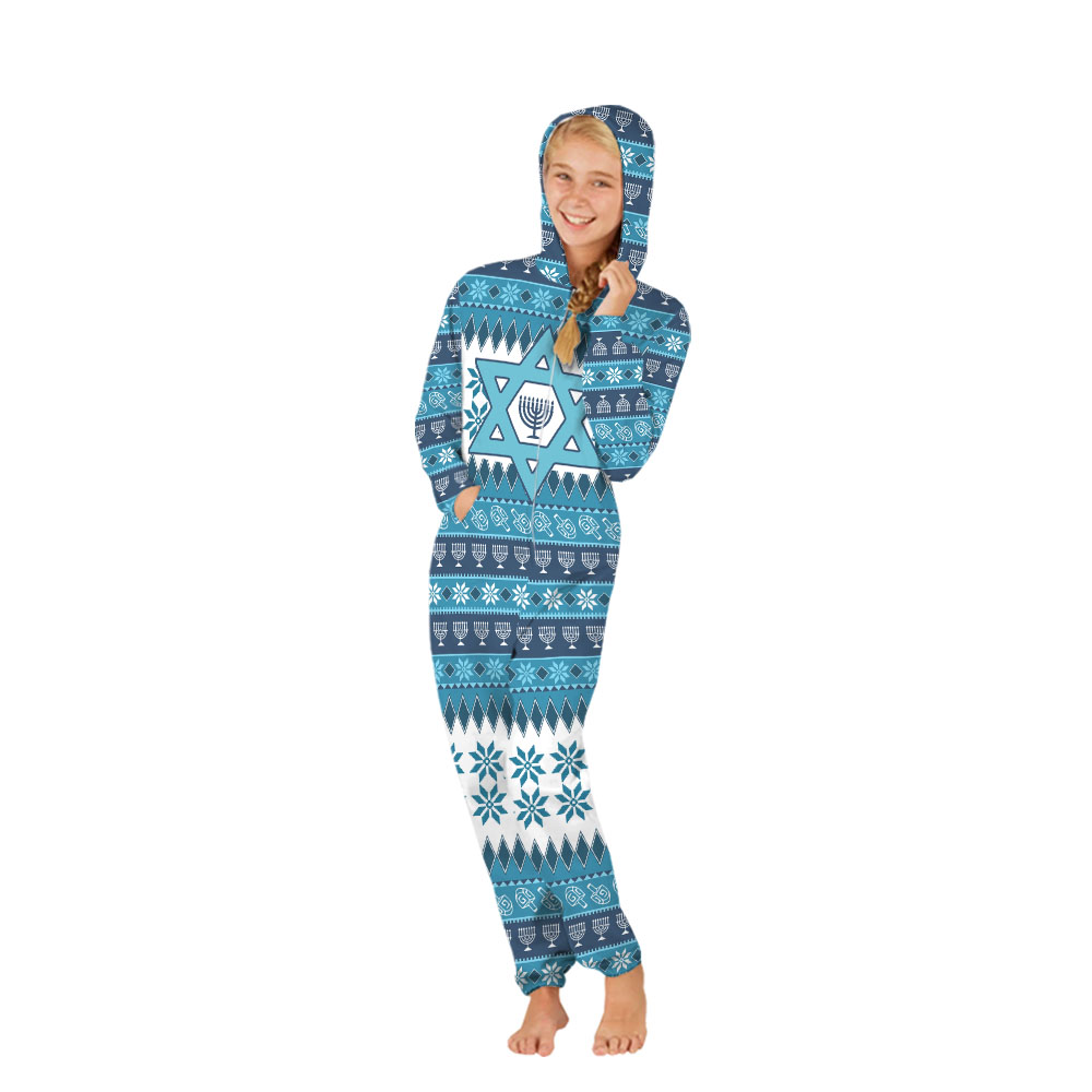 Matching Hanukkah Family Onesie Pajamas Blue