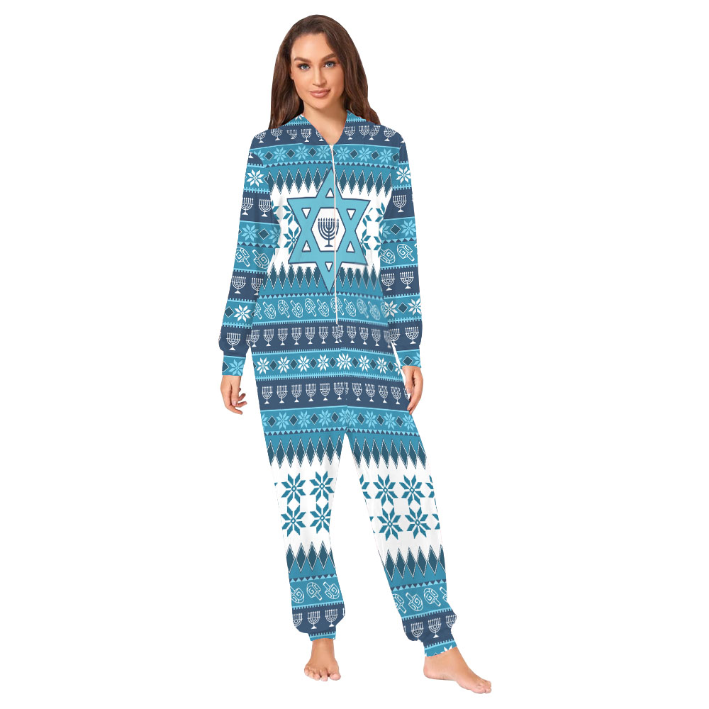 Matching Hanukkah Family Onesie Pajamas Blue