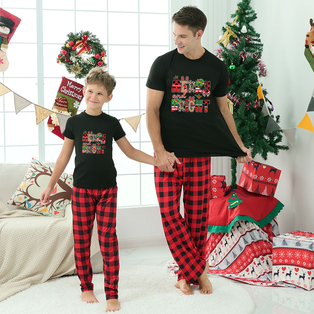 Merry And Bright Christmas Jammies For Family Short Sleeves Merry And Bright Christmas Jammies For Family Short Sleeves