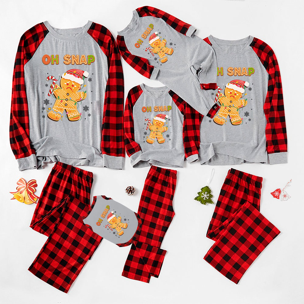 Fun Oh Snap Gingerbread Gray Plaid Christmas Pajamas Family Fun Oh Snap Gingerbread Gray Plaid Christmas Pajamas Family