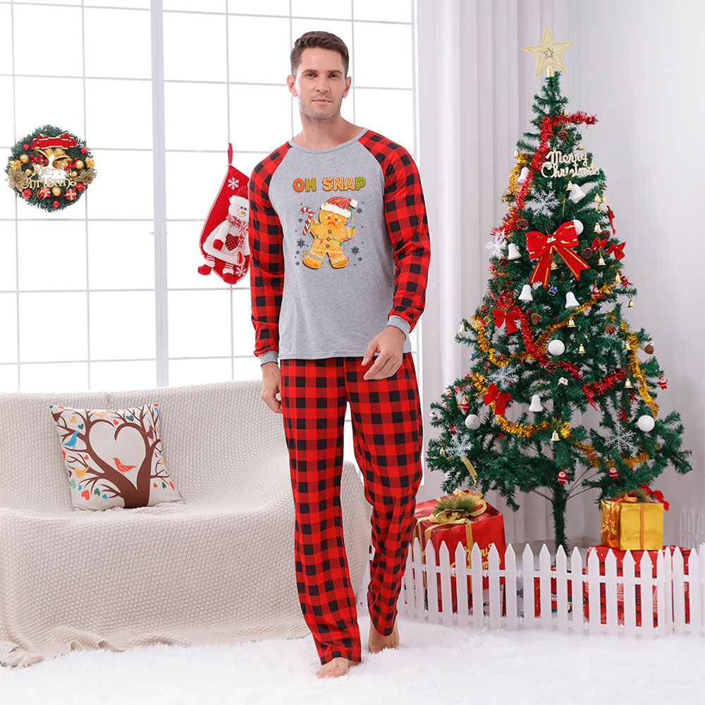 Fun Oh Snap Gingerbread Gray Plaid Christmas Pajamas Family Fun Oh Snap Gingerbread Gray Plaid Christmas Pajamas Family