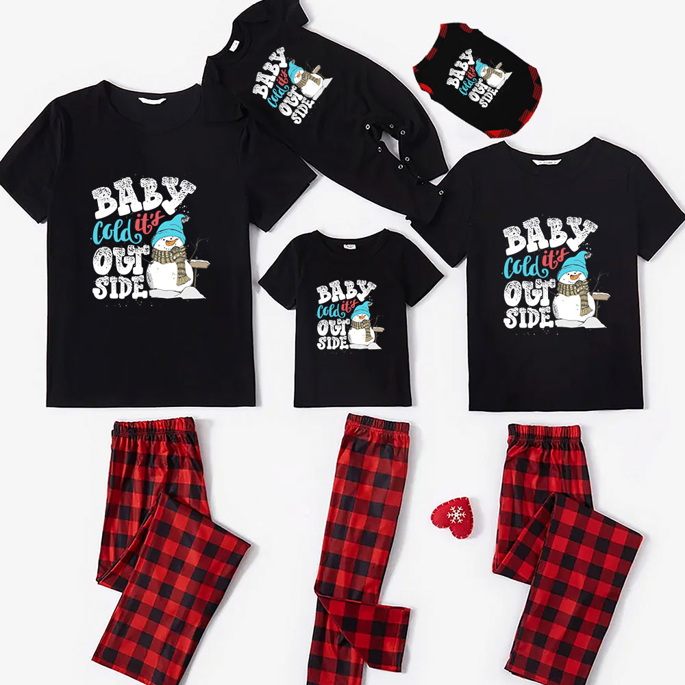 Snowman In Blue Hat Christmas Family Pajamas Short Sleeve Snowman In Blue Hat Christmas Family Pajamas Short Sleeve