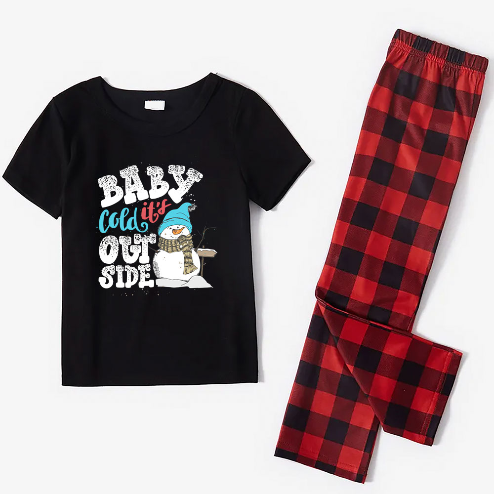 Snowman In Blue Hat Christmas Family Pajamas Short Sleeve Snowman In Blue Hat Christmas Family Pajamas Short Sleeve