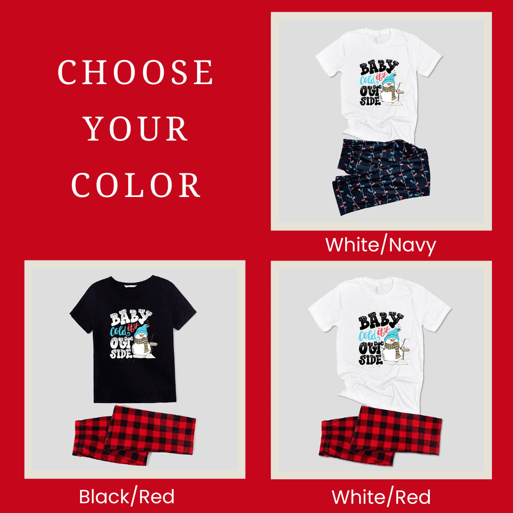 Snowman In Blue Hat Christmas Family Pajamas Short Sleeve Snowman In Blue Hat Christmas Family Pajamas Short Sleeve