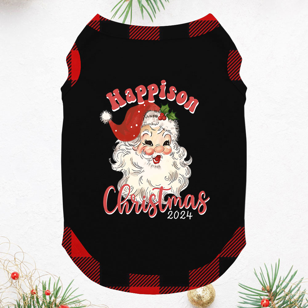 Santa Smiling Family Christmas Pajamas Black Red Plaid 2024 Santa Smiling Family Christmas Pajamas Black Red Plaid 2024