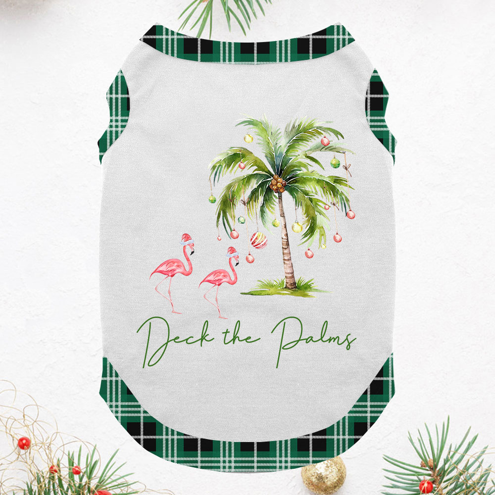 Tropical Themed Christmas Pajamas With Flamingo And Palm Tree
