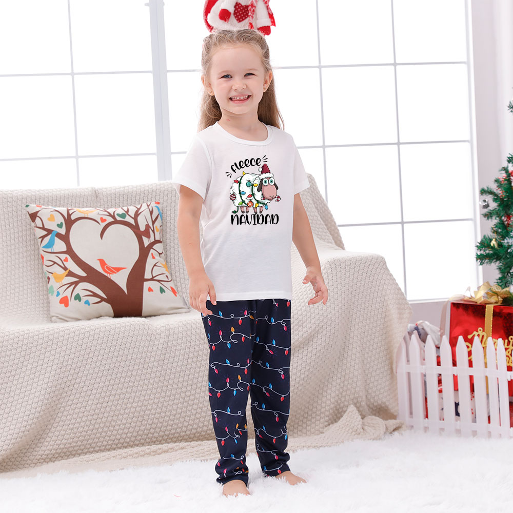 Funny Christmas Sheep White Navy Short Sleeves Funny Christmas Sheep White Navy Short Sleeves