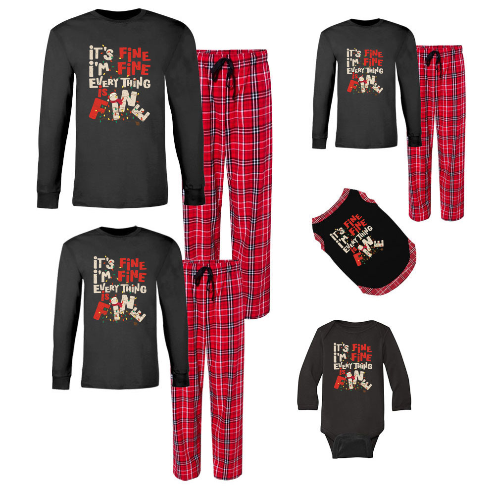 Everything Is Fine Matching Pajamas For Christmas Cotton Everything Is Fine Matching Pajamas For Christmas Cotton
