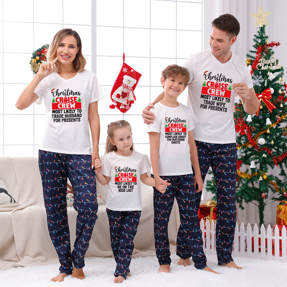 Cruise Family Trip Matching Holiday Pajamas Short Sleeve Cruise Family Trip Matching Holiday Pajamas Short Sleeve
