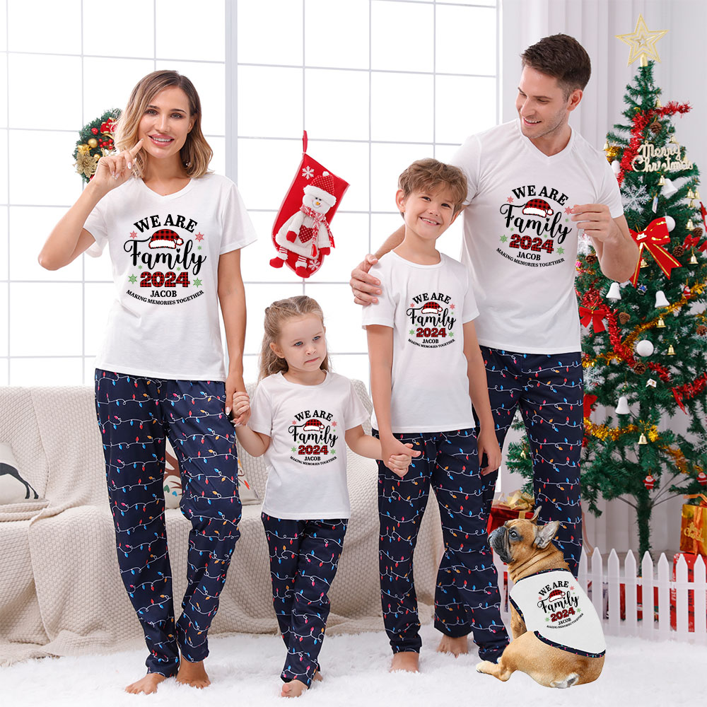 We Are Family 2024 Matching Holiday Jammies Short Sleeve We Are Family 2024 Matching Holiday Jammies Short Sleeve