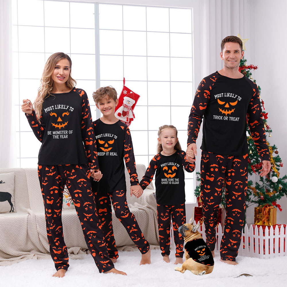 Personalized Matching Halloween Pjs For Family And Dog Personalized Matching Halloween Pjs For Family And Dog