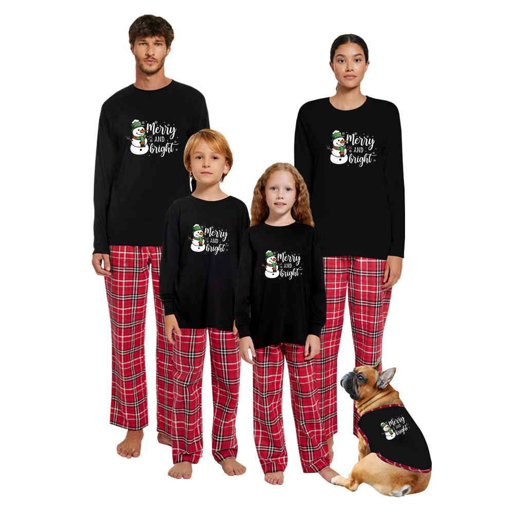 Christmas Snowman Cotton Family Pajama Sets Merry And Bright Christmas Snowman Cotton Family Pajama Sets Merry And Bright