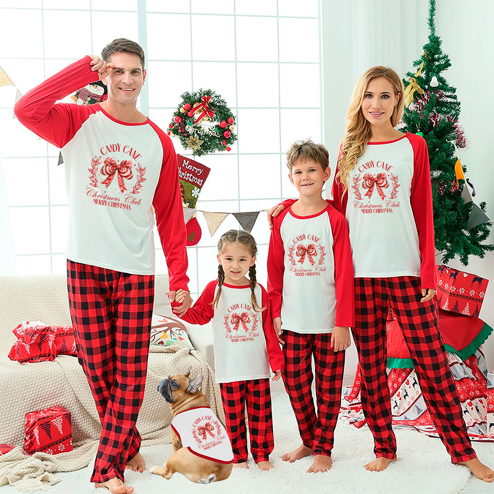 Festive Candy Cane Coordinating Family Christmas Pajamas