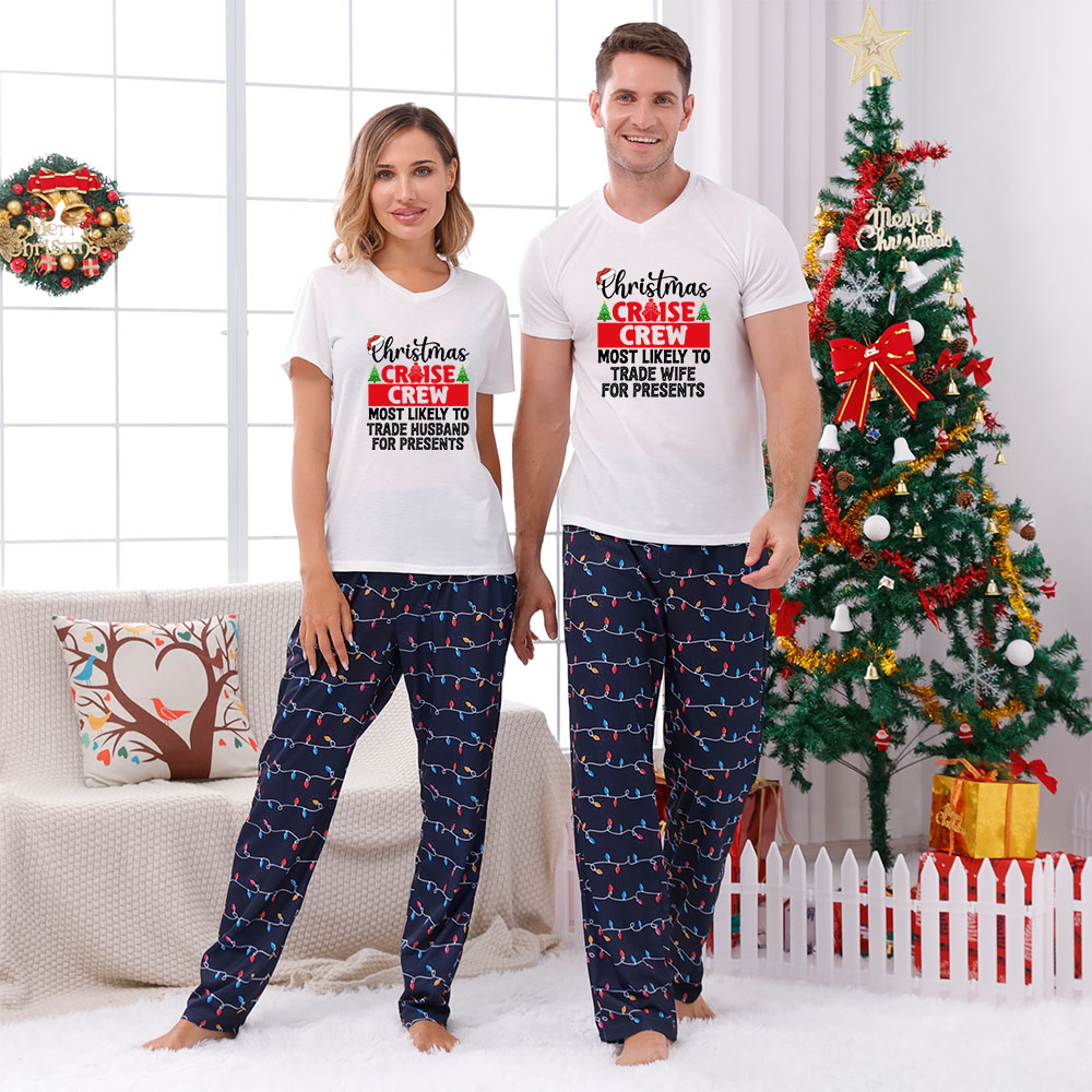 Cruise Family Trip Matching Holiday Pajamas Short Sleeve Cruise Family Trip Matching Holiday Pajamas Short Sleeve