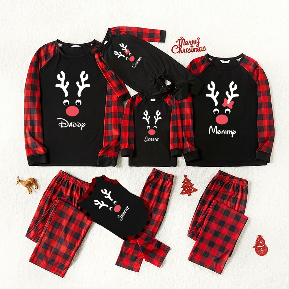 Personalized Reindeer Matching Christmas Pajamas For Humans And Dogs Personalized Reindeer Matching Christmas Pajamas For Humans And Dogs