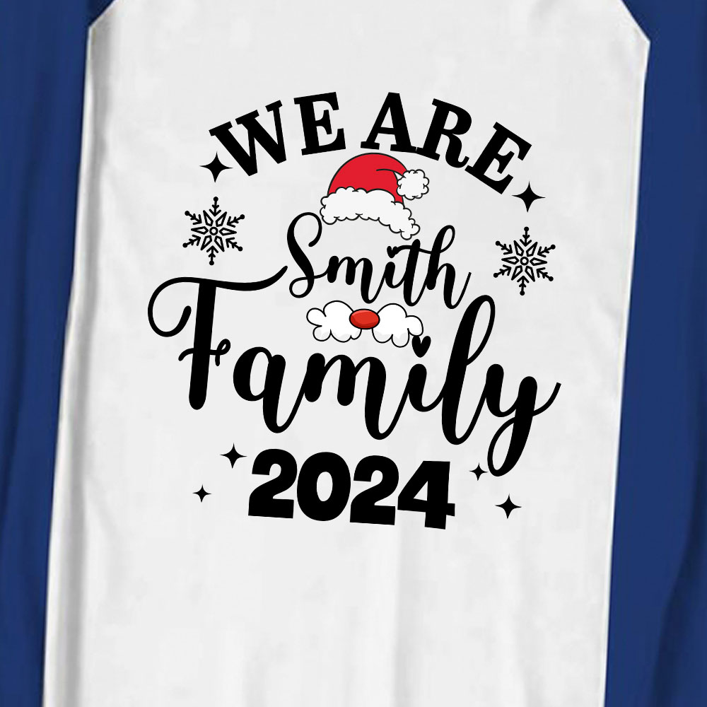 Custom We Are Family Christmas Pajamas Blue 2024