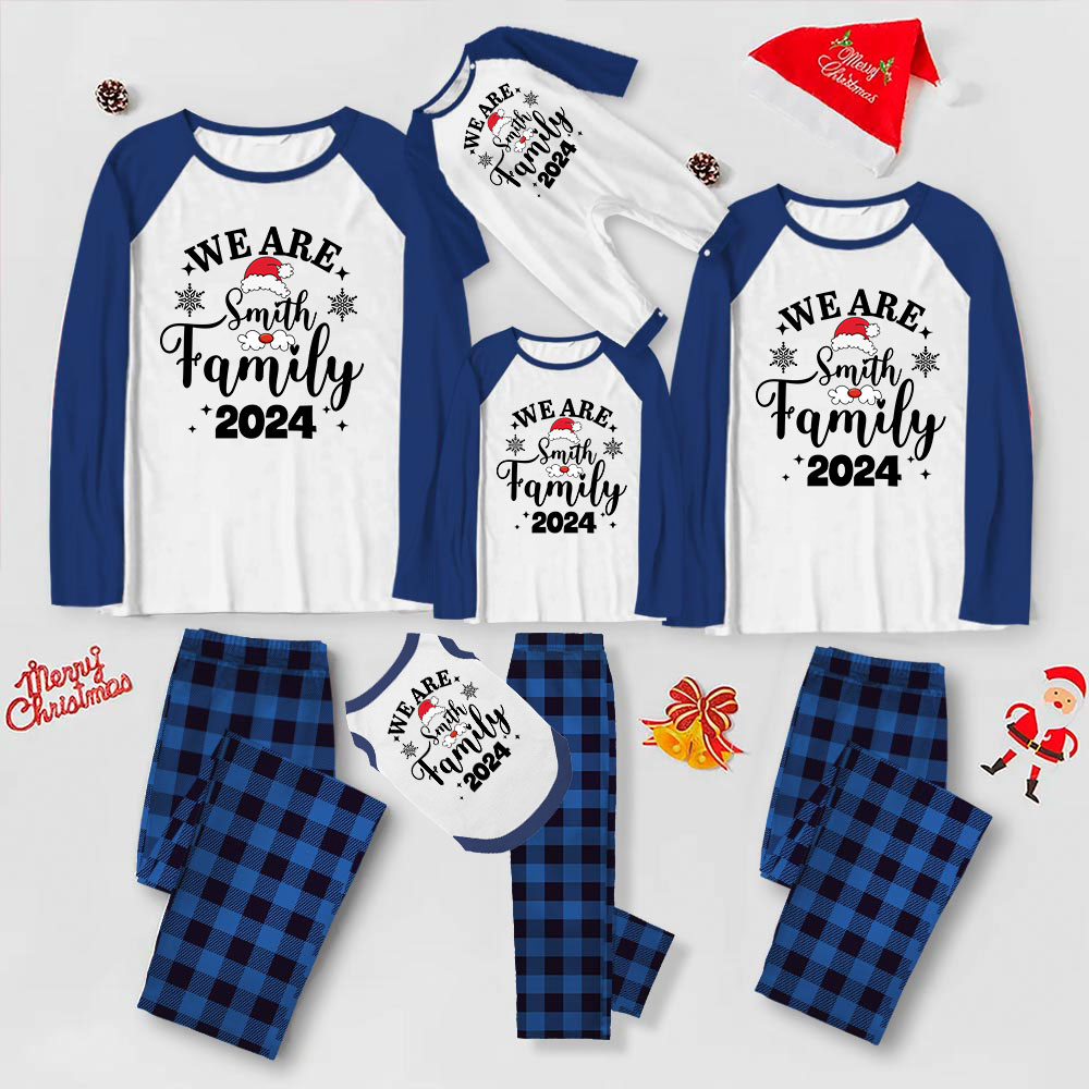 Custom We Are Family Christmas Pajamas Blue 2024