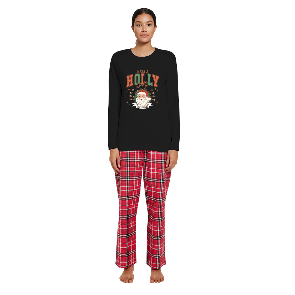 Holly Jolly Santa Christmas Cotton Pjs Matching Family Holly Jolly Santa Christmas Cotton Pjs Matching Family