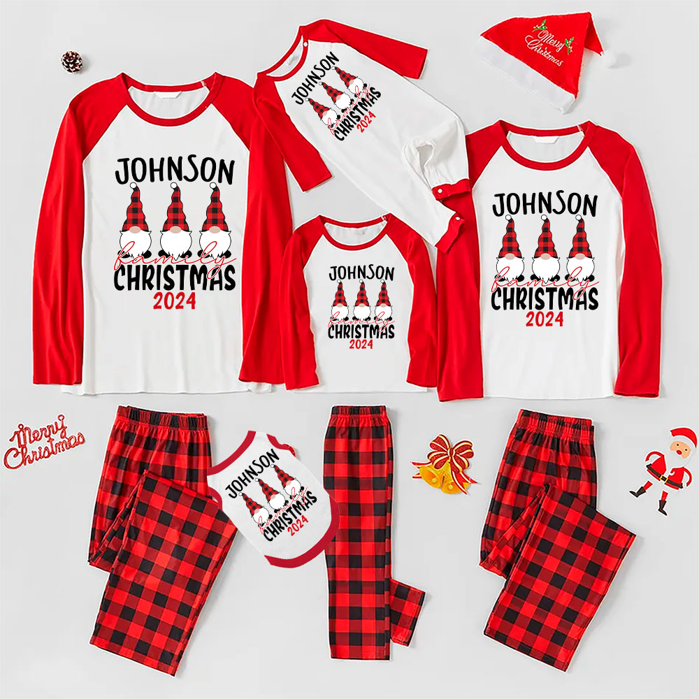 Personalized Gnome Christmas Pajamas With Matching Dog 2024 Personalized Gnome Christmas Pajamas With Matching Dog 2024