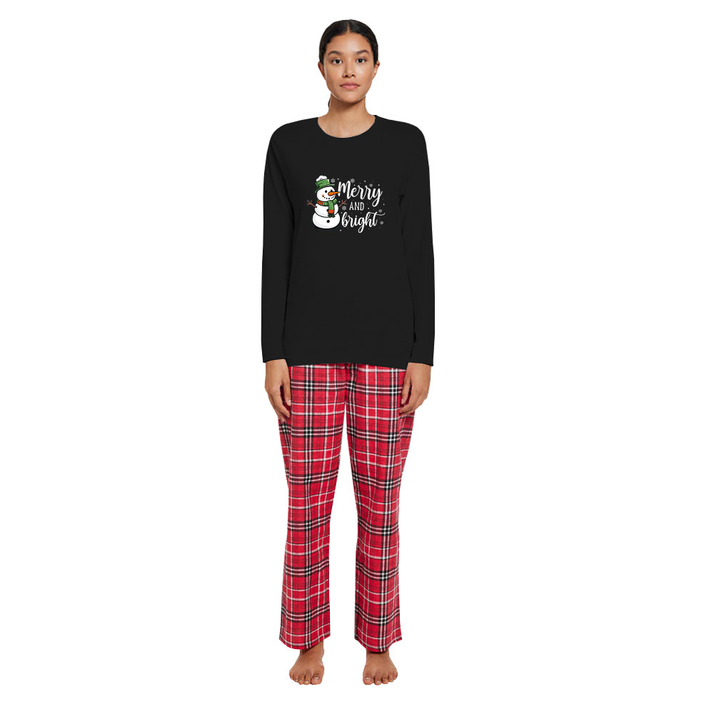 Christmas Snowman Cotton Family Pajama Sets Merry And Bright Christmas Snowman Cotton Family Pajama Sets Merry And Bright