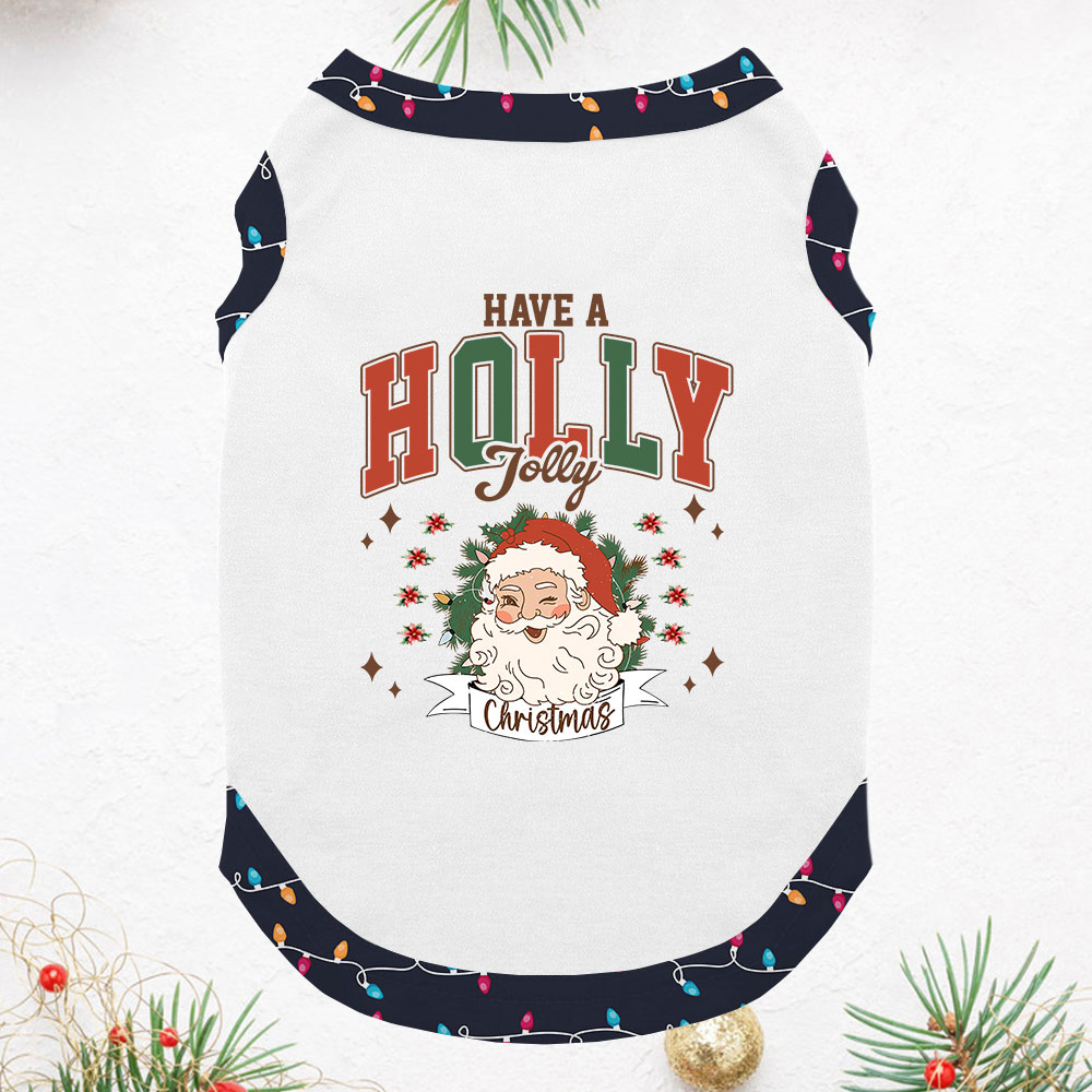 Holly Jolly Santa Christmas Pajamas With Short Sleeves Holly Jolly Santa Christmas Pajamas With Short Sleeves
