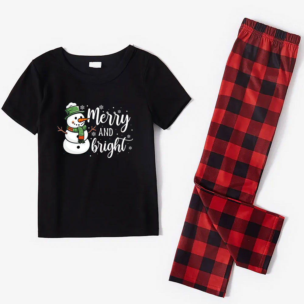 Snowman Family Short Sleeve Christmas Pjs Merry Bright Snowman Family Short Sleeve Christmas Pjs Merry Bright