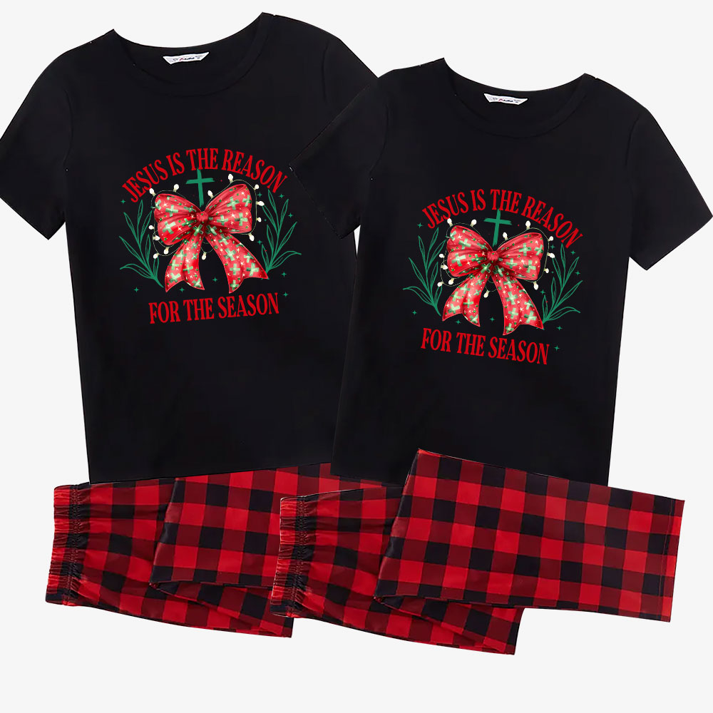 Festive Jesus Christmas Pajamas With Short Sleeves