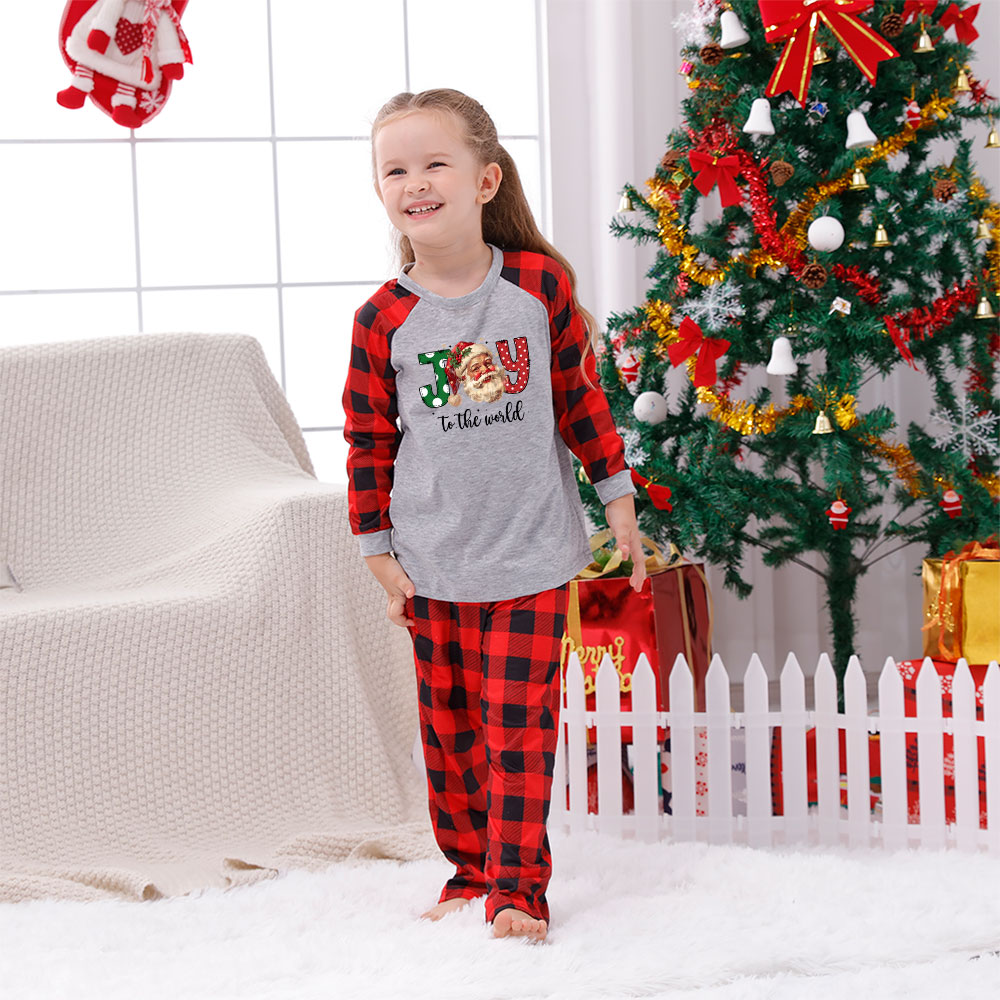 Gray And Red Christmas Pajamas Joy To The World Santa Gray And Red Christmas Pajamas Joy To The World Santa