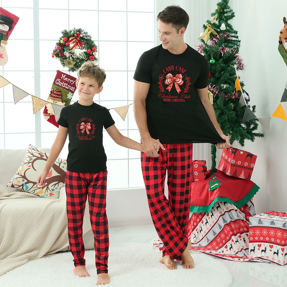 Candy Cane Short Sleeve Xmas Pjs Matching Family Candy Cane Short Sleeve Xmas Pjs Matching Family