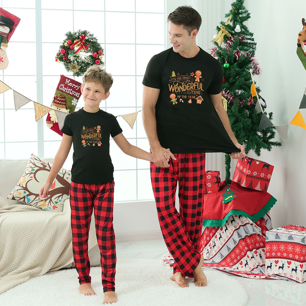 Festive Gingerbread Short Sleeve Christmas Family Pajamas Festive Gingerbread Short Sleeve Christmas Family Pajamas