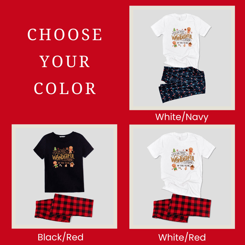 Festive Gingerbread Short Sleeve Christmas Family Pajamas Festive Gingerbread Short Sleeve Christmas Family Pajamas