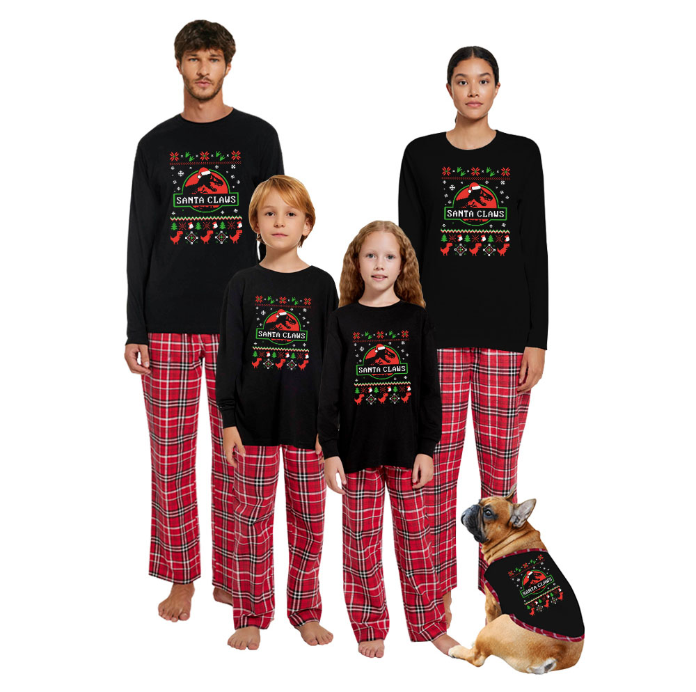 Dinosaur Cotton Flannel Christmas Pajamas Family Dinosaur Cotton Flannel Christmas Pajamas Family