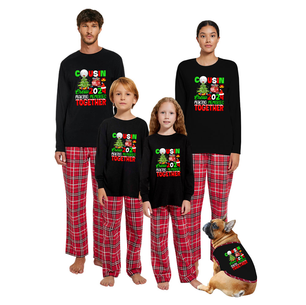 Cousin Crew 2024 Flannel Matching Christmas Pajamas Cotton