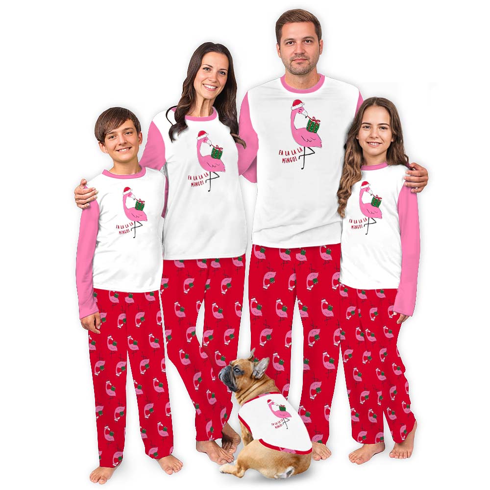 Festive Pink Christmas Flamingo Pajama Tops And Pants Festive Pink Christmas Flamingo Pajama Tops And Pants