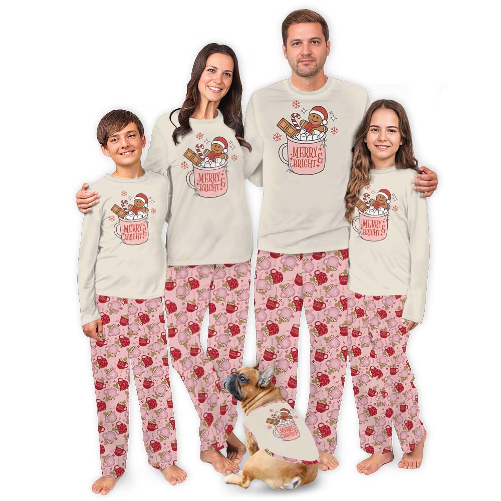 Merry Bright Gingerbread Family Holiday Pajama Sets