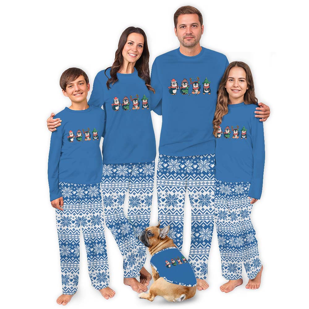 Festive Matching Family Christmas Penguin Pajamas Blue Festive Matching Family Christmas Penguin Pajamas Blue