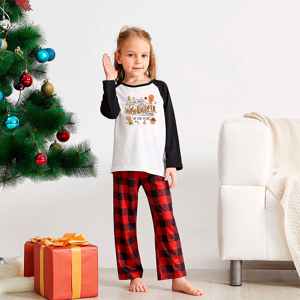 Most Wonderful Time Gingerbread Black And White Family Pajamas Most Wonderful Time Gingerbread Black And White Family Pajamas