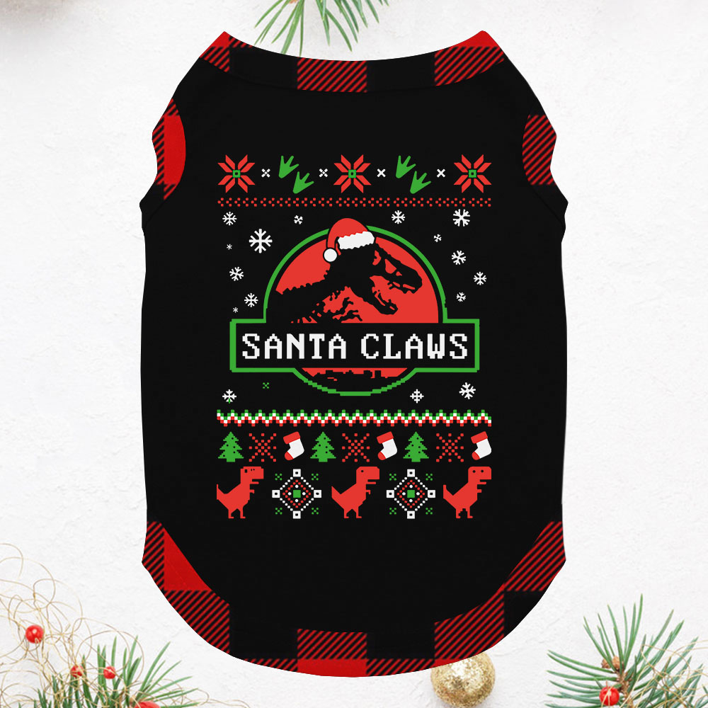 Dino Santa Claws Plaid Matching Christmas Pajamas Dino Santa Claws Plaid Matching Christmas Pajamas