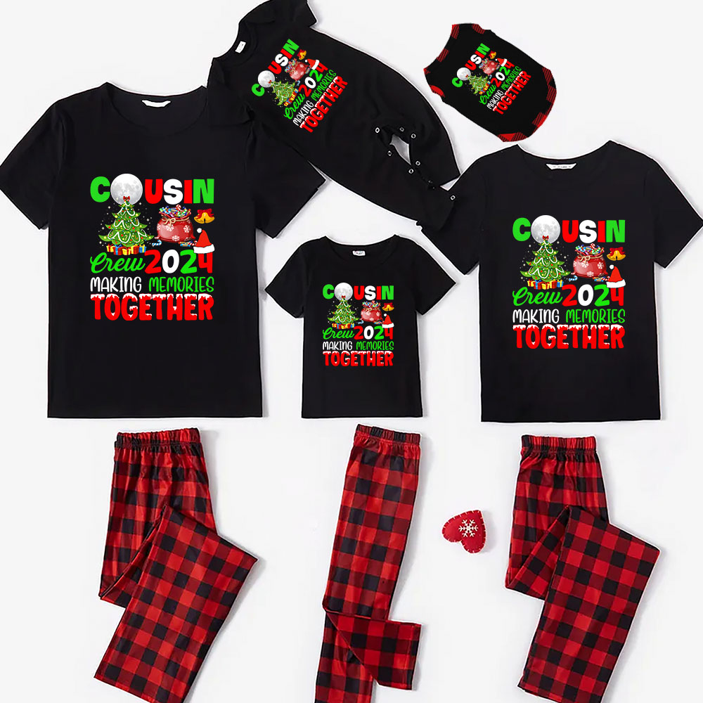 Cousin Crew Sibling Matching Christmas Pjs 2024 Short Sleeve