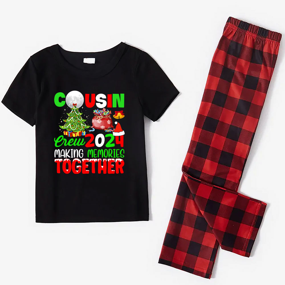 Cousin Crew Sibling Matching Christmas Pjs 2024 Short Sleeve