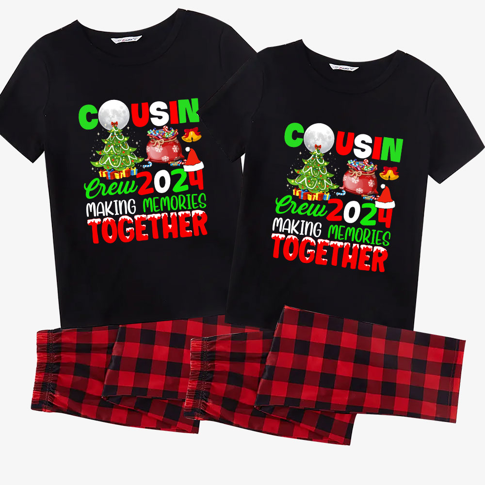 Cousin Crew Sibling Matching Christmas Pjs 2024 Short Sleeve