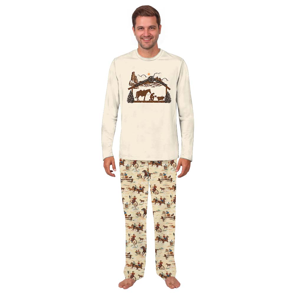 Cowboy And Horse Western Family Christmas Pajamas Sets Cowboy And Horse Western Family Christmas Pajamas Sets