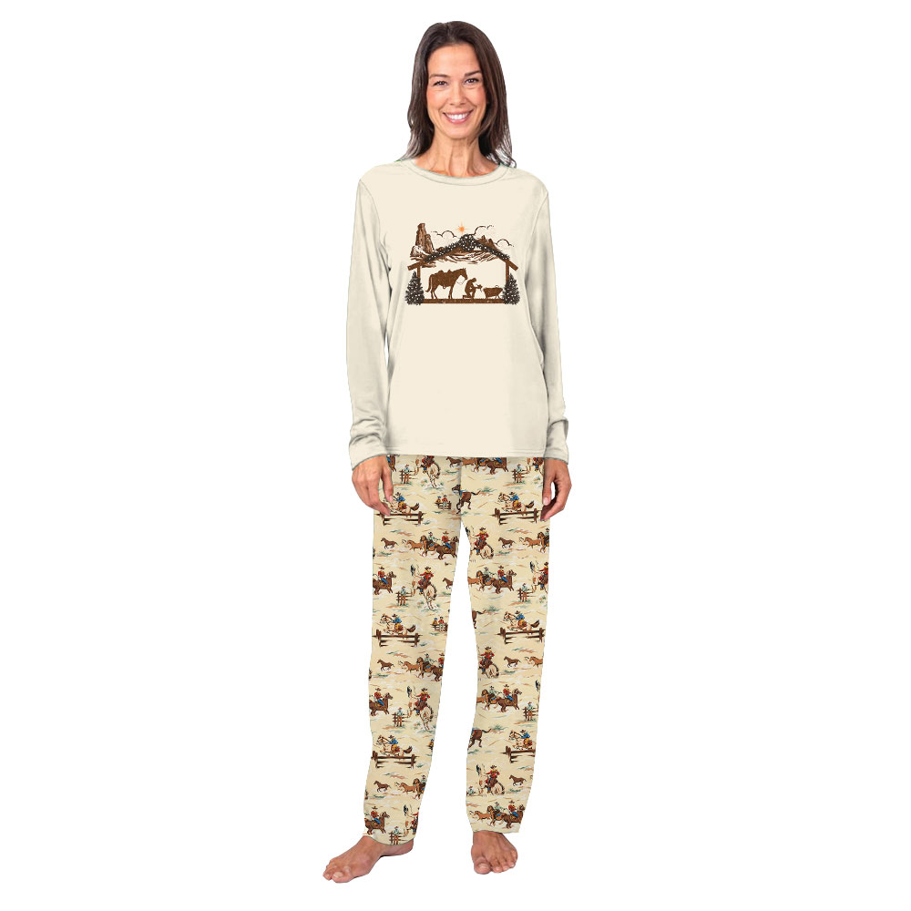 Cowboy And Horse Western Family Christmas Pajamas Sets Cowboy And Horse Western Family Christmas Pajamas Sets