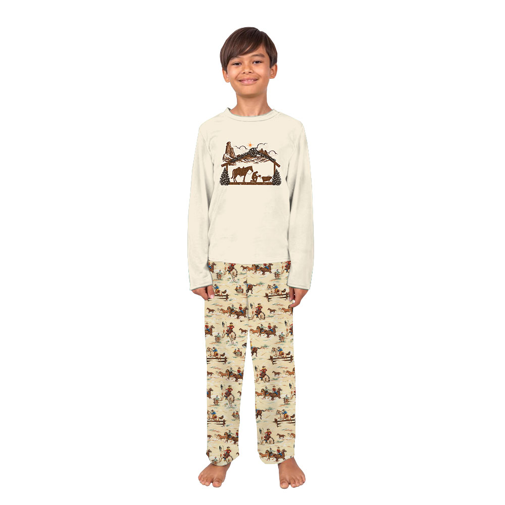Cowboy And Horse Western Family Christmas Pajamas Sets Cowboy And Horse Western Family Christmas Pajamas Sets